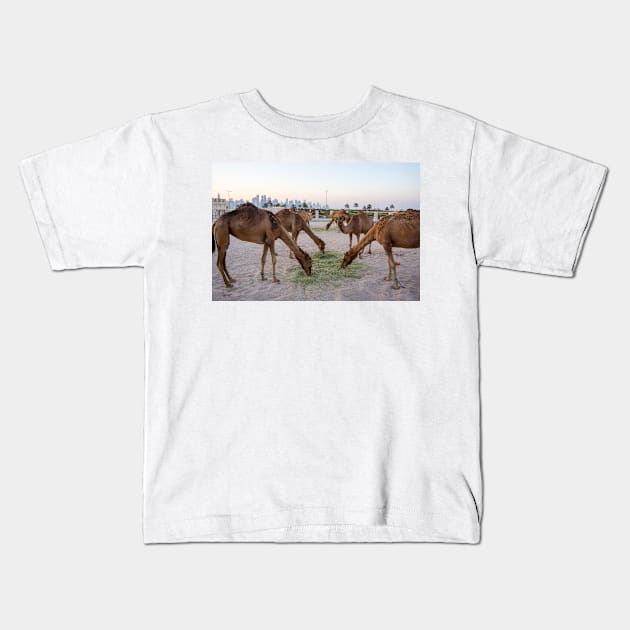 Camels eating. Kids T-Shirt by sma1050